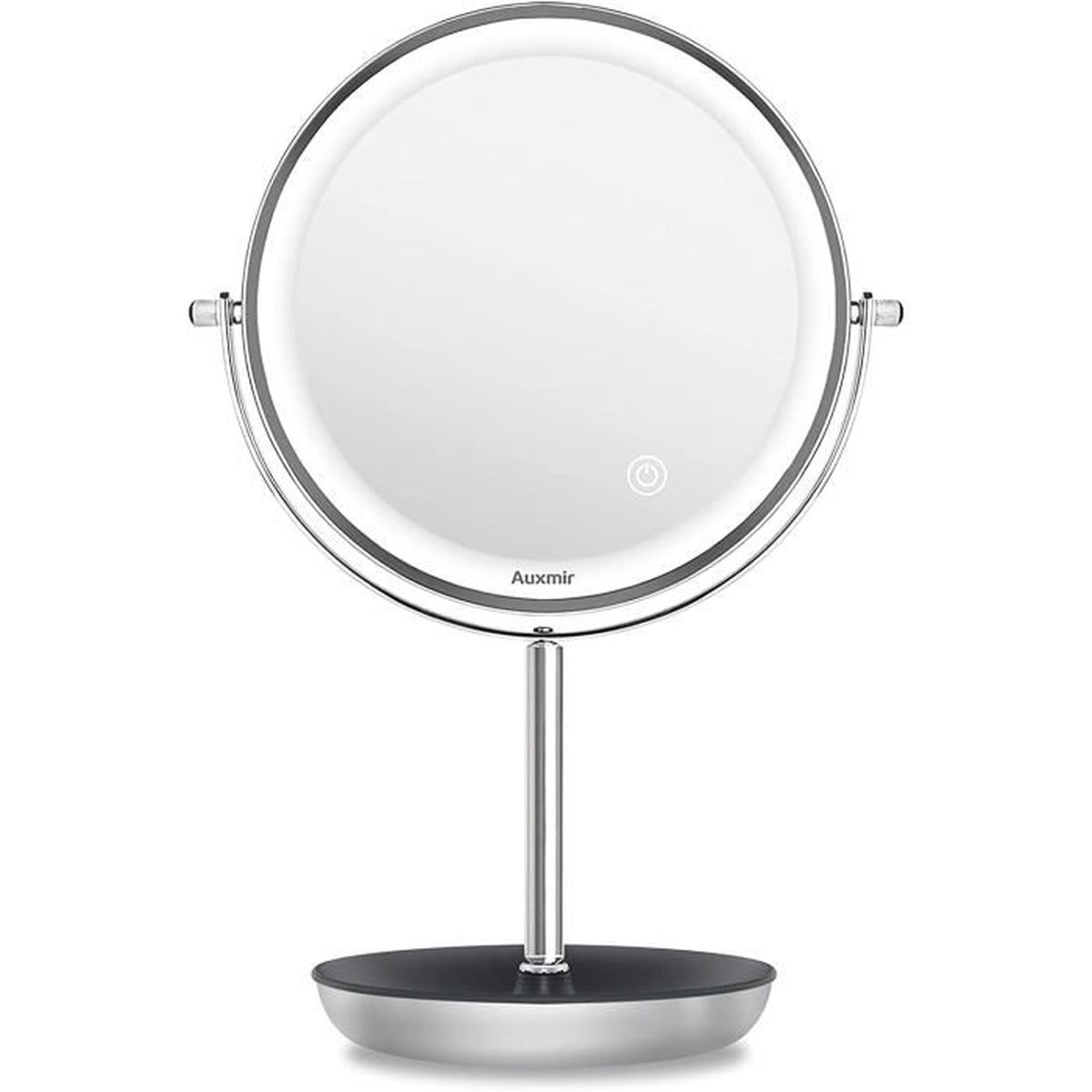 Miroir Maquillage LED Grossissant 10X - Rechargeable, 3 Lumières, Double Face