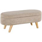 Banc banquette bout de lit - HOMCOM - coffre de rangement 2 en 1 en tissu avec pieds en bois 110l x 40P x 43H cm cm beige