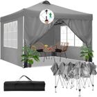 LUCKZON Tonnelle 3x3 m Tonnelle de Jardin Pliante Imperméable avec 4 Parois pour Reception - Gris