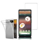 VCOMP Pour Google Pixel 6a 6.1": Coque silicone gel UltraSlim - TRANSPARENT + 1 Film Verre Trempé
