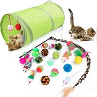 21 Set Kit pour animaux de compagnie tunnel pliable jouet pour chat canal amusant balles de plumes chaton chien chat fournitures de