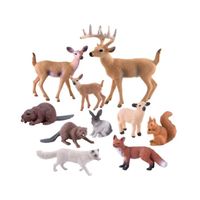 10 Morceaux d'animaux de la forêt, Figurine en Bois Miniature Figurine écureuil,fête d'anniversaire du cerf des Bois,baptême de bébé