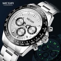 MEGIR montres hommes top brand sports quartz watches chronograph wrist men's luxury business stainless steel strap watch