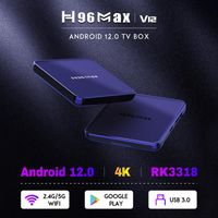 Boîtier Smart TV H96 MAX V12 RK3318, Android 12,   4K, 2 go/16 go, lecteur multimédia décodeur connecté avec Wifi