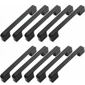 Lot De 15 Poignées De Meuble Noires – 128 Mm, Acier Inoxydable, Finition Brossée