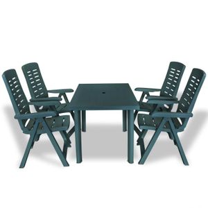 Ensemble table et chaise de jardin Lavienrose Mobilier à dîner d'extérieur 5 pcs Plastique Vert AB275079 116095