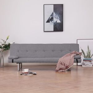 CANAPÉ FIXE Shopuniversel Canapé-lit avec deux oreillers Gris clair Polyester 116114