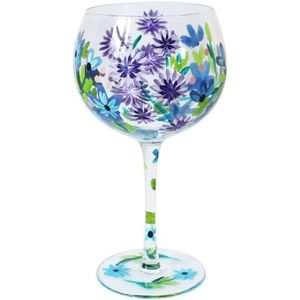 GIN Verre À Gin Tonique Motif Fleurs Peintes À La Main Bleuets[J5436]