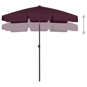 PARASOL KIMISS Parasol de plage Rouge bordeaux 180x120 cm-LEF