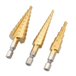 3PCS Step Drill Cône Bit Set HSS Titane Trou Cutter HSS avec pochette