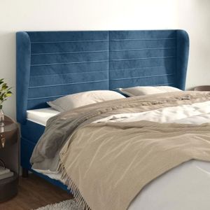 DHOME Tête De Lit Velours Côtelé Uni Avec Boutons 135x105 Avec Pieds De Lit 120 135 140 Bleu 92534174