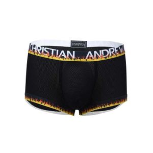 BOXER - SHORTY Andrew Christian - Sous-vêtement Hommes - Boxers Homme - Flames Mesh Boxer w/ ALMOST NAKED® - Noir