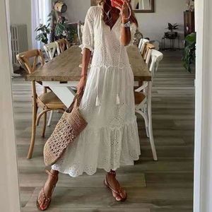 ROBE Robe,Robe Maxi d'été blanche à manches courtes pou