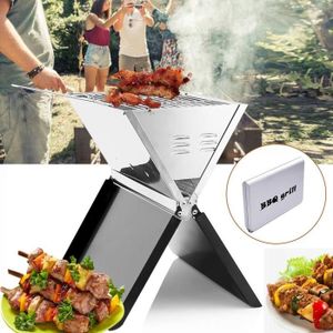 CHEMINÉE D'ALLUMAGE BARBECUE CHEMINEE D'ALLUMAGE BARBECUE - OUKANING - Gril pliant en acier inoxydable BBQ - pour Camping