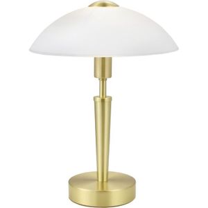 LAMPE A POSER EGLO Lampe à poser Solo 1, 1 lampe de table à flamme, matériau : acier, couleur : laiton mat, verre : blanc satiné, douille : E1232