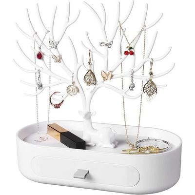 Présentoir à Bijoux Arbre à 7 Niveaux - Porte-Colliers, Bracelets, Bagues - Design Aléatoire (Métal/Bois)
