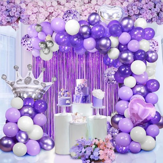 Toile de fond Personnalisable Anniversaire Ballons Violet Rideau LXX5-139