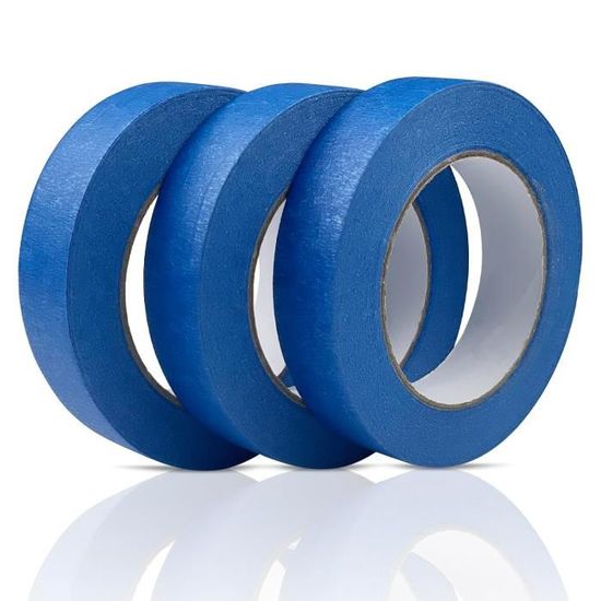 4 Rouleaux Ruban De Masquage Bleu 50m X 24mm - Pour Peinture, Nettoyage Des Bords