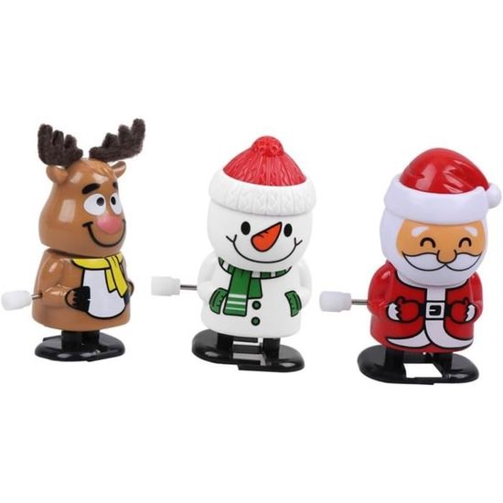 Cadeaux Convives Noel Jouets à Remonter De Noël 2024 - Père Noël, Pingouin, Bonhomme De Neige, Élan - Course Et Saut - Cadeau Pour Bébé Et Enfant (A-4PCS Cadeaux Noel