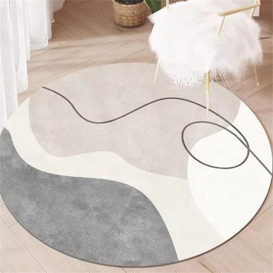Shengwan Tapis Rond Moelleux Poils Courts - Lavable Et Antidérapant - Gris Argenté Ø 80 Cm - Parfait Pour Salon Ou Chambre