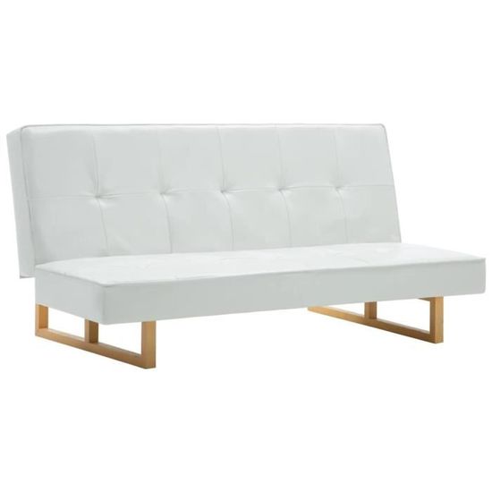 3818Fine® Canapé-lit Scandinave,Canapé d'angle Réversible Convertible Sofa de salon Confortable Similicuir Blanc