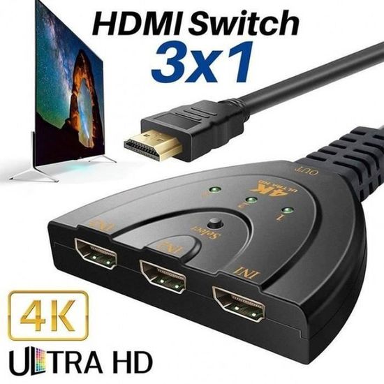 Switch multi AV vers HDMI, 4 ports, encastrable