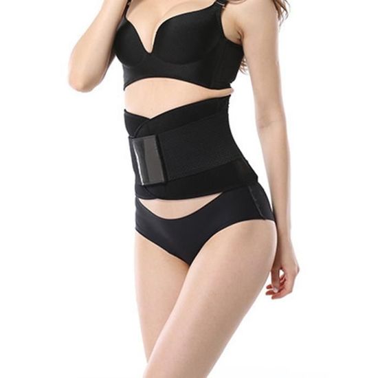 Ceinture Ventre Plat Femme - Gaine Minceur Sport, Réglable Triple Enveloppe, Noir