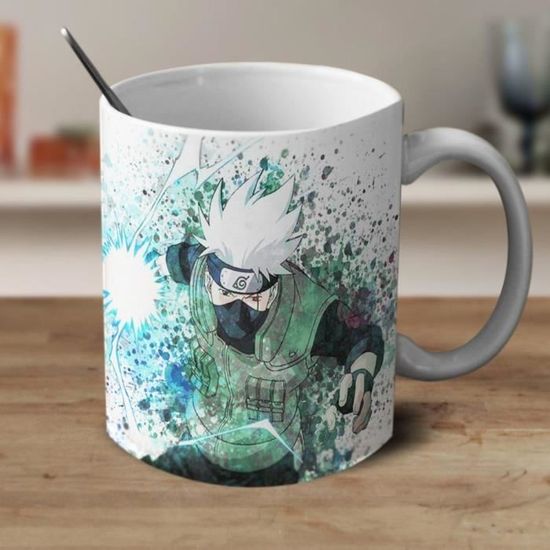 tasses,Grande tasse à café en céramique Naruto,avec cuillère,Kakashi Jiraiya Uchiha Sasuke - Type mug 03 with spoon-301-400ml