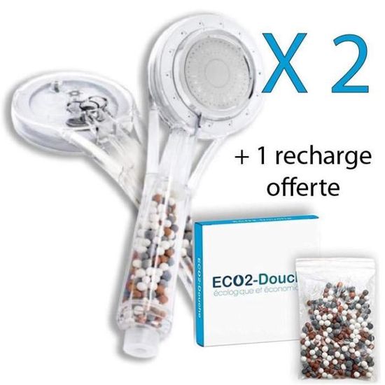 ECO2Douche L'ORIGINAL français 2 chromées + pierres offerte
