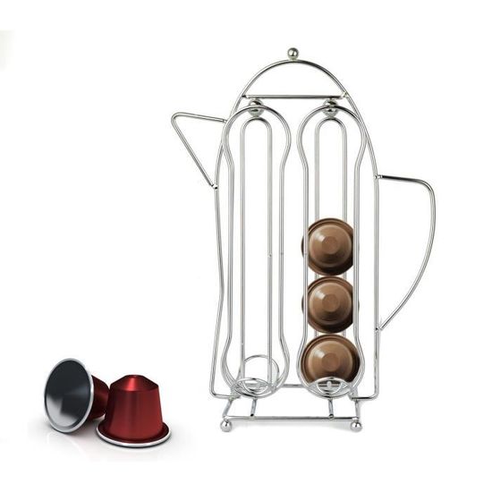 365977 Porte-capsules café avec forme théière pour 16 capsules WELKHOME en métal