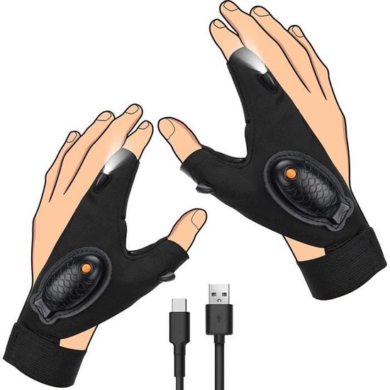 Gants LED Rechargeables - Lampe Intégrée Pour Travail Et Pêche De Nuit - Cadeaux Originaux