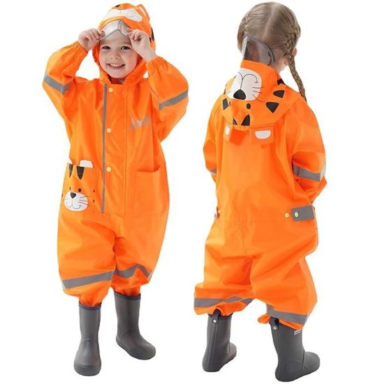 Combinaison Imperméable Enfant Avec Capuche - Poncho De Pluie Réfléchissant Pour Bébé 1 à 10 Ans (taille S à 2XL)