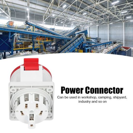 Hyuduo Connecteur De Cordon électrique 380-415 V 63 A, étanche IP67, Kit De Prise D'alimentation 4 Broches Pour Projets De Câblage 3P+E, Connecteur