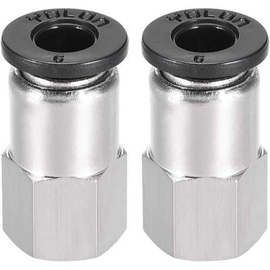 2 Raccords Rapides En Cuivre 1/4" PT Femelle Pour Tube 6mm - Connexion Push-to-connect | Raccords Hydraulique/pneumatique Uxcell