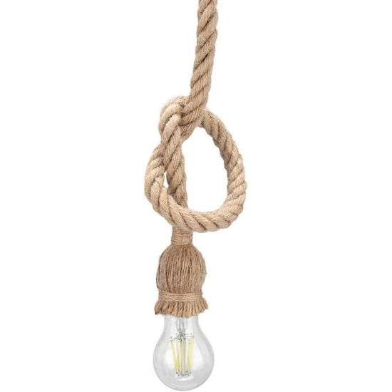 Suspension Luminaire DIY En Corde De Chanvre - Longueur 4,5m, Douille E27, Avec Interrupteur - Neuf, Marque Qooloo