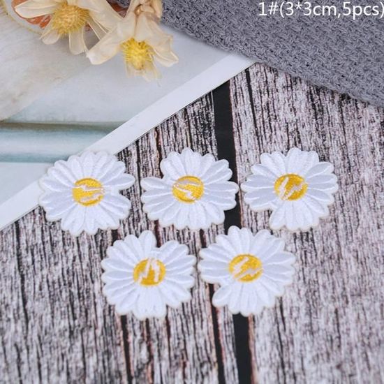 Patchs Fleur De Marguerite - 10 Pièces Thermocollants - Pour Réparation Ou Déco De Vêtements Et Sacs