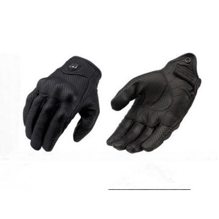 Gants de moto Moto Gants de vélo en cuir Gants de moto en cuir perforé couleur noir taille L