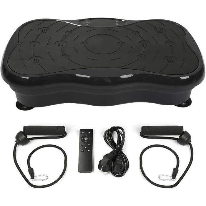 Plateforme Vibrante et Oscillante avec Audio Bluetooth USB LCD Appareil d'Entraînement à Fitness noir