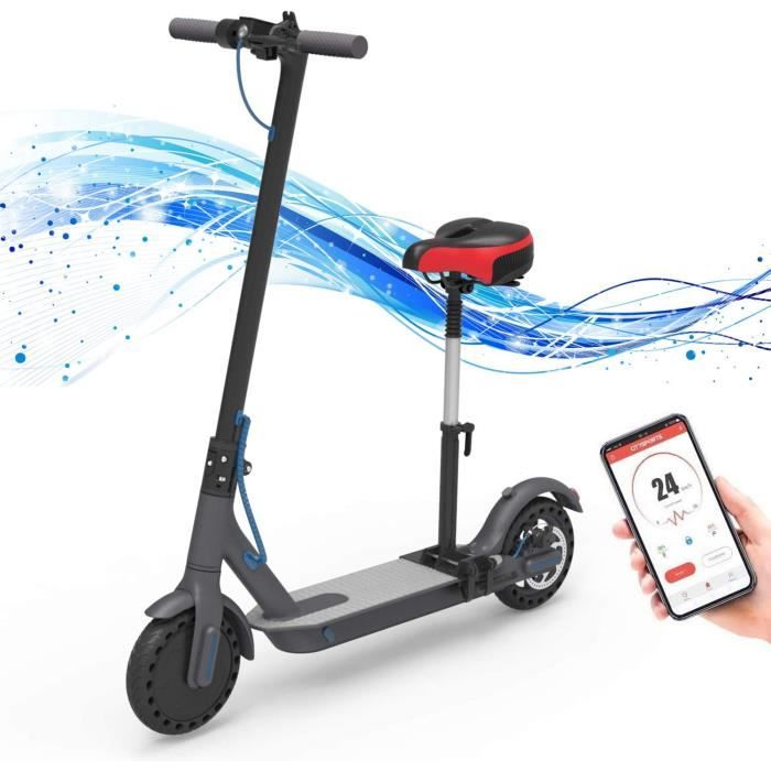 Hoverboards Trottinette électrique, Trottinette électrique Adultes avec siège Amovible Pneu 8,5 Pouces Scooter électrique Jusqu'à 25