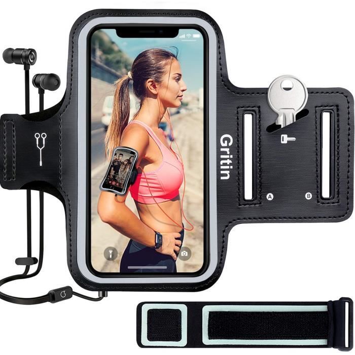 Brassard de Sport, Universel Brassard de Course pour iPhone 8 plus/7/6/X/XR/11/11 Pro,S10/S9/S9+ Jusqu'à 6.1 Pouces Ajustable Sangle
