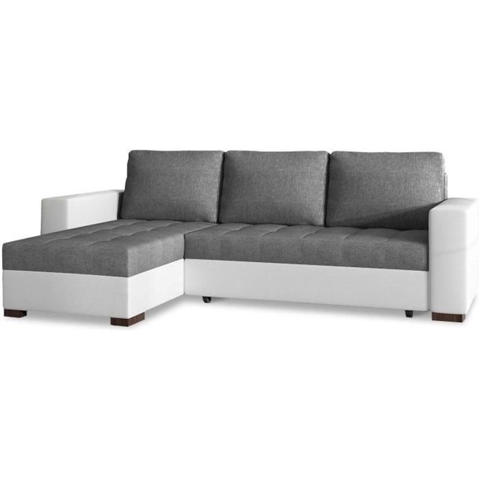 Canapé d'angle convertible réversible Alvaro Gris et Blanc