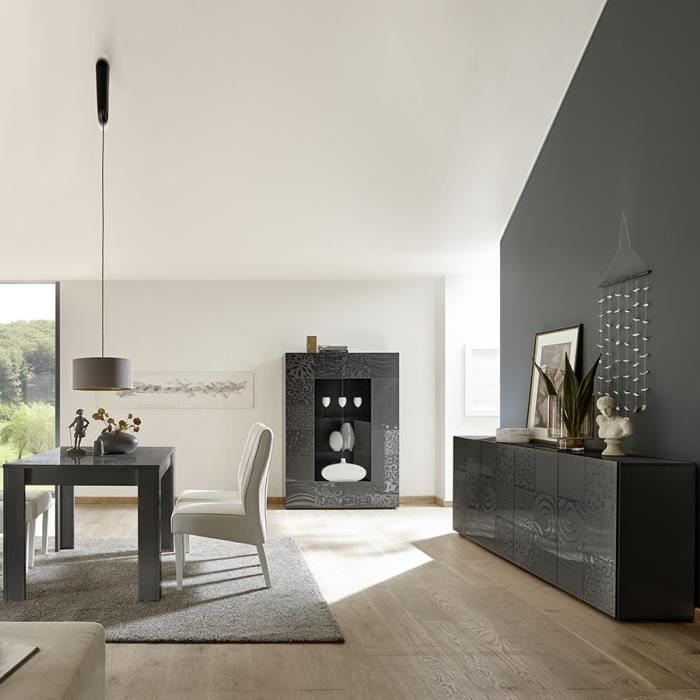 Salle a manger design gris laqué buffet 241 cm NERINA 2 L 180 x P 90 x H 79 cm Gris