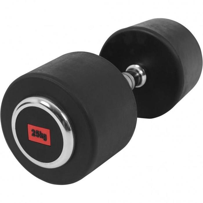 Haltère professionnelle en caoutchouc monobloc, 1 x 25 KG