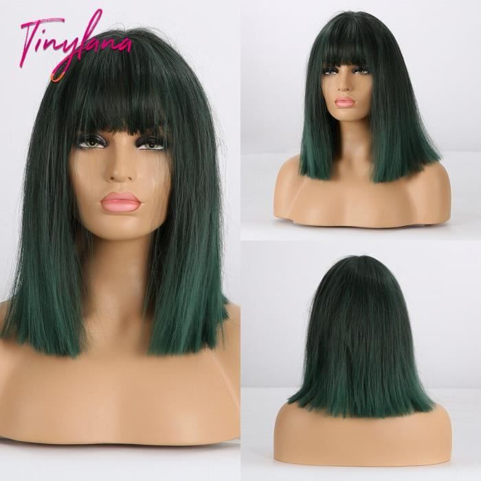 Perruque synthétique coupe au carré pour femmes africaines et américaines, coupe au carré avec frang -SS152-116 pouces