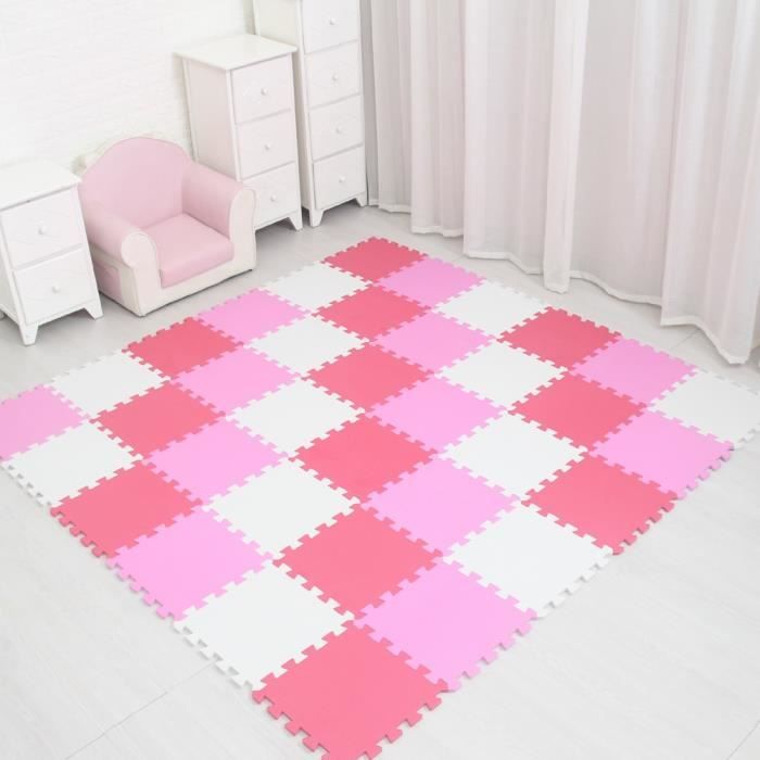 Tapis d'éveil,MQIAOHAM bébé EVA mousse jeu Puzzle tapis 18 pièces-lot noir et blanc exercice de - Type white pink rose-18 pieces