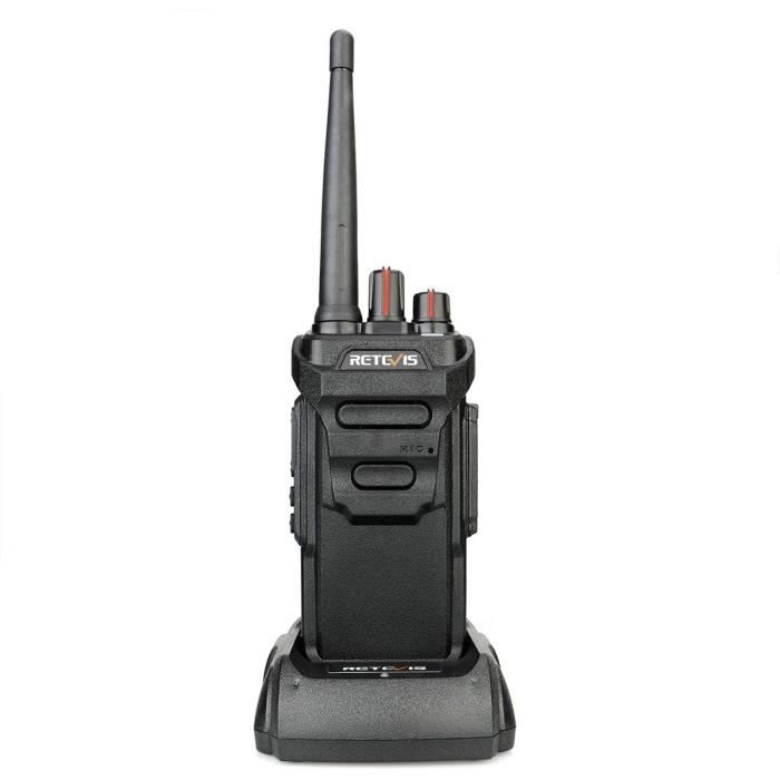 Retevis RT648 IP67 Étanche Talkie Walkie, Radio Bidirectionnelle Rechargeable Professionnel, PMR446 Longue Distance, VOX(Noir, 1Pcs)