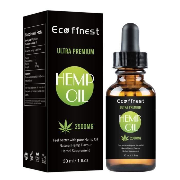 L'huile essentielle d'huile de chanvre biologique profite aux nerfs, à la peau, aux muscles, au corps, au corps 30 ml - 2500 mg