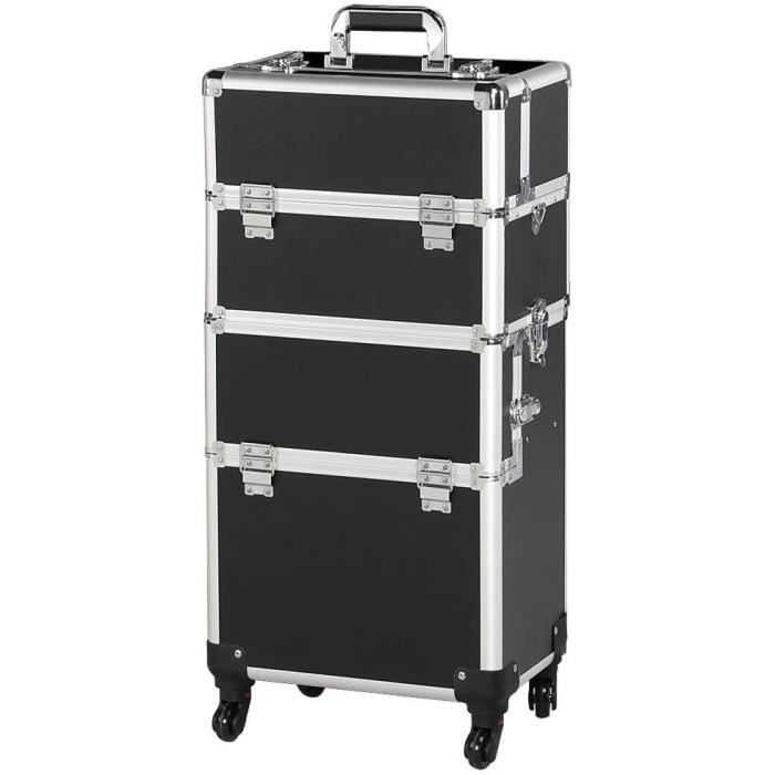 COFFRET DE MAQUILLAGE Yaheetech Mallette Maquillage Valise Cosmetique Coiffure Nail Beauty Case à Roulettes Detachable,235