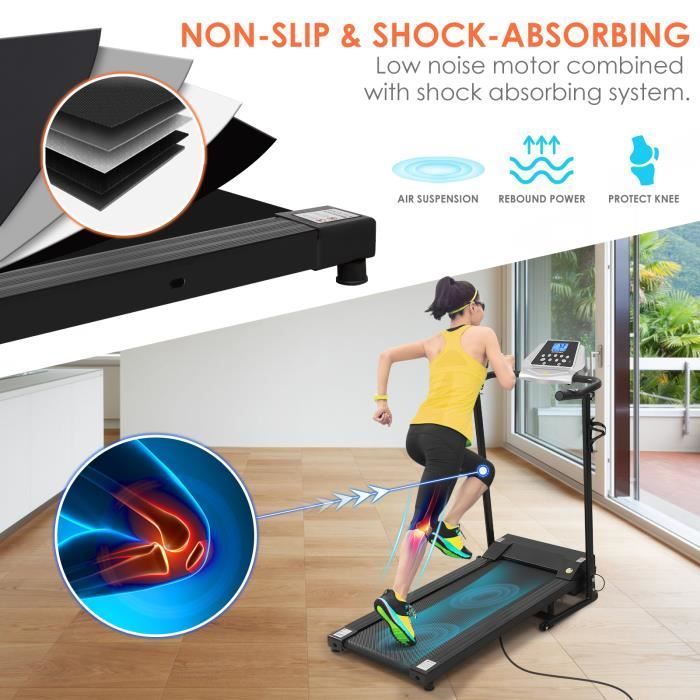 BESPORTBLE Tapis de course - pliable - écran LED multifonctions - 1-10 km-h -12 programmes