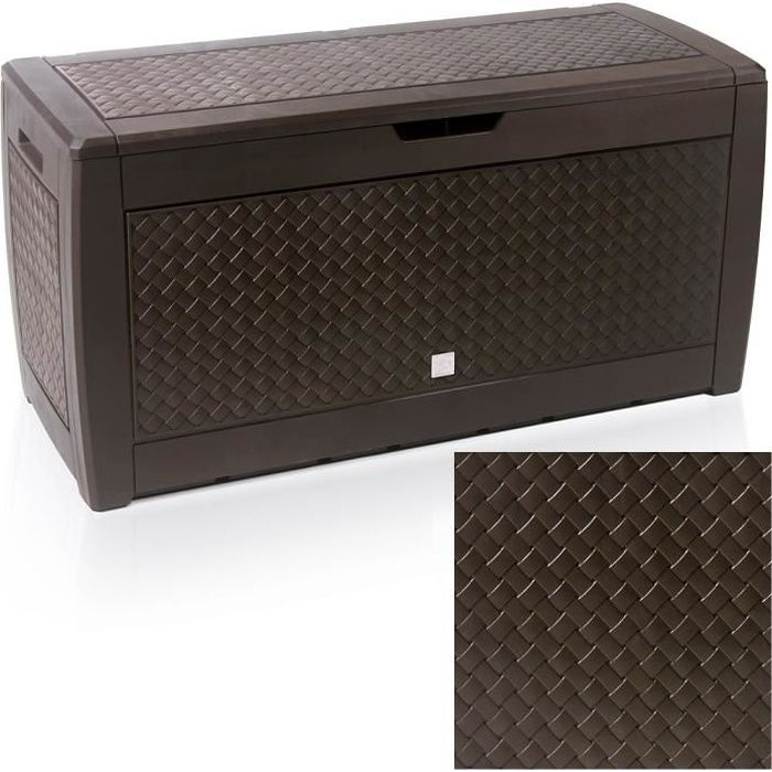 Deuba - Coffre de Rangement • Motif Osier • Brun • avec roulettes et poignées • 119 x 48 x 60 cm • 310 L - Malle de Rangement